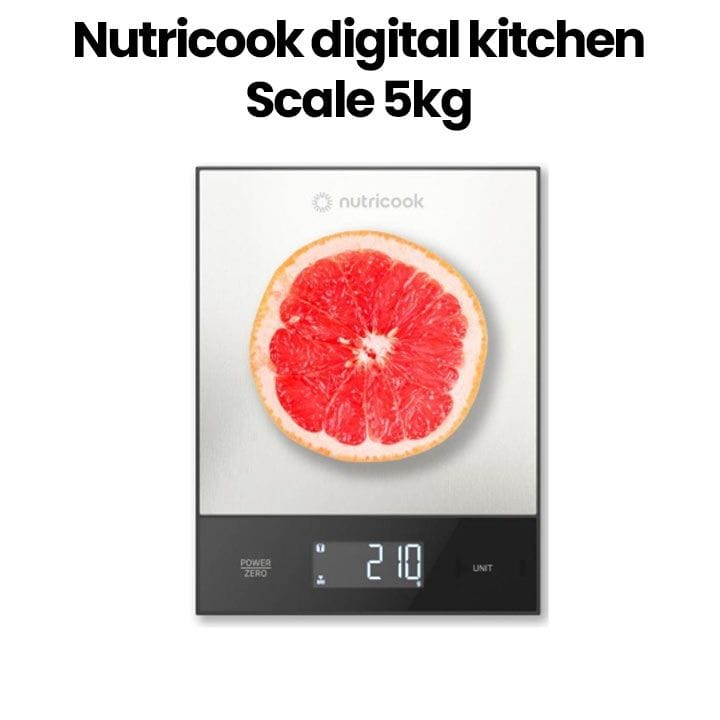 Nutricook Kitchen Scale – Precision Digital Weighing, Stainless Steel Platform, Slim Easy-Store Design for Daily Cooking | NC-KS205S-ME