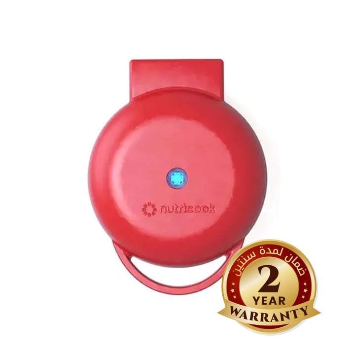Nutricook Mini Waffle Maker – Rapid Heat Non-Stick Surface, Compact Countertop Size, Simple One-Touch Waffle Cooking - Red | NC-WM100R