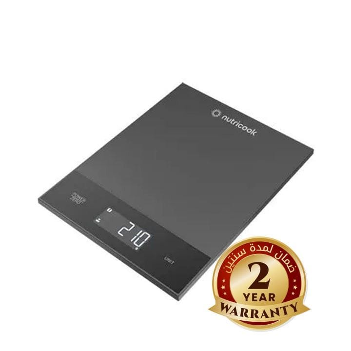 Nutricook Kitchen Scale 2 – Accurate Digital Measurement, Stainless Steel Surface, Slim Easy-Store Design for Home Kitchens - Black | KS205PK-ME