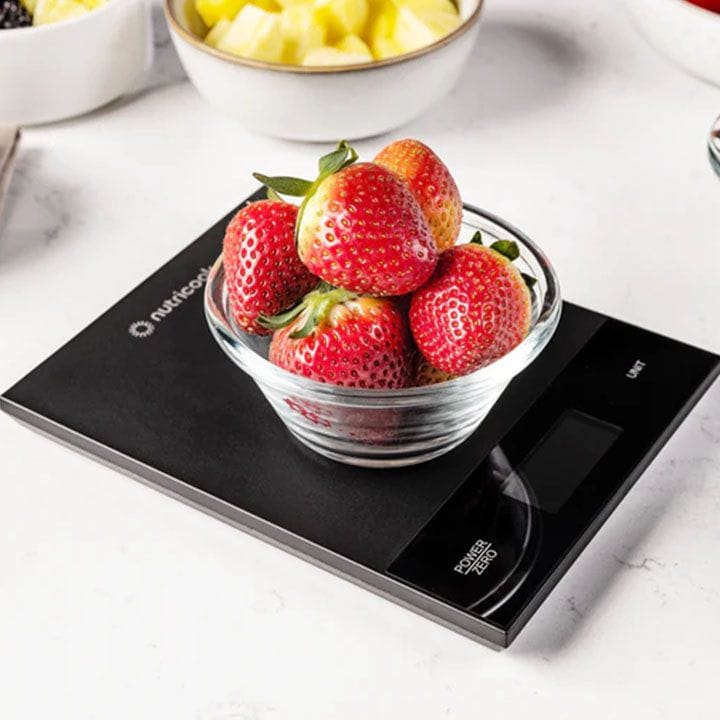 Nutricook Kitchen Scale 2 – Accurate Digital Measurement, Stainless Steel Surface, Slim Easy-Store Design for Home Kitchens - Black | KS205PK-ME