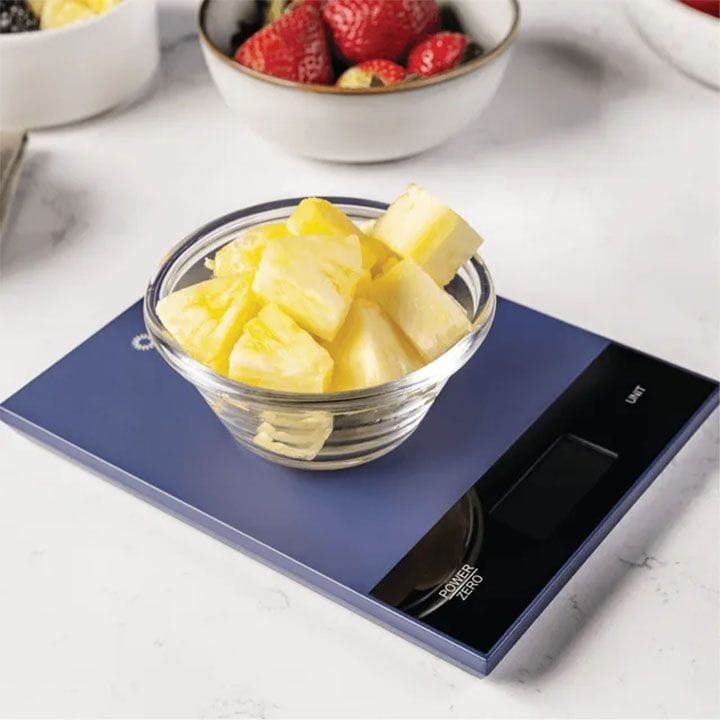 Nutricook Kitchen Scale 2 – Accurate Digital Measurement, Stainless Steel Surface, Slim Easy-Store Design for Home Kitchens - Blue | KS205PB-ME