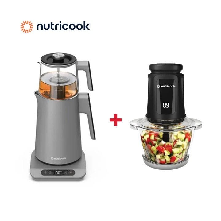 Nutricook 2-in-1 Tea Maker + Nutricook Electric Chopper 1.2L Glass Bowl - Tea & Toast Bundle (301006000000122 + 301006000000086)