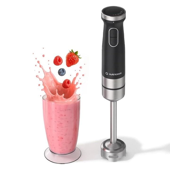 Nutricook Essentials Hand Blender 1200W – Powerful High-Torque Motor, Stainless Steel Blending Shaft, Smooth Everyday Food Prep | NC-HB150K
