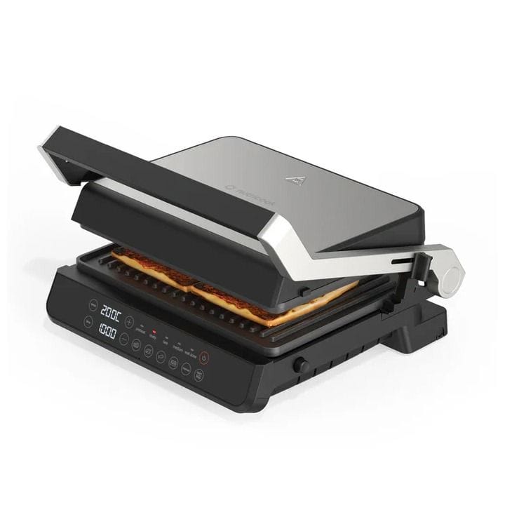NutriCook Contact Grill 2000W – 180° Open Flat Design, Dual Heating Elements, 5 Smart Cooking Modes & Ceramic Plates | NC-CG240