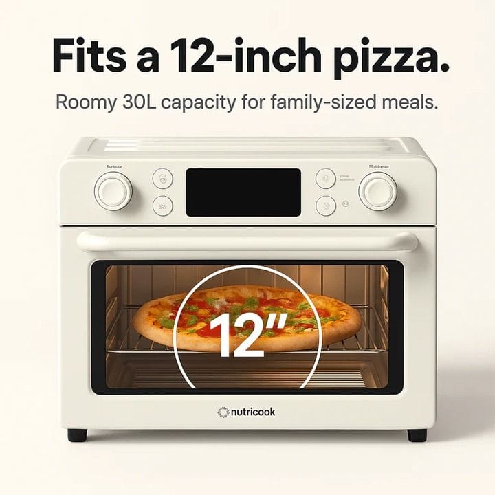 Nutricook Air Fryer Toaster & Oven 30L – Large Capacity Multi-Function Cooking, Air Fry Bake Toast Roast, Family Size Oven - Beige | AFTO330B