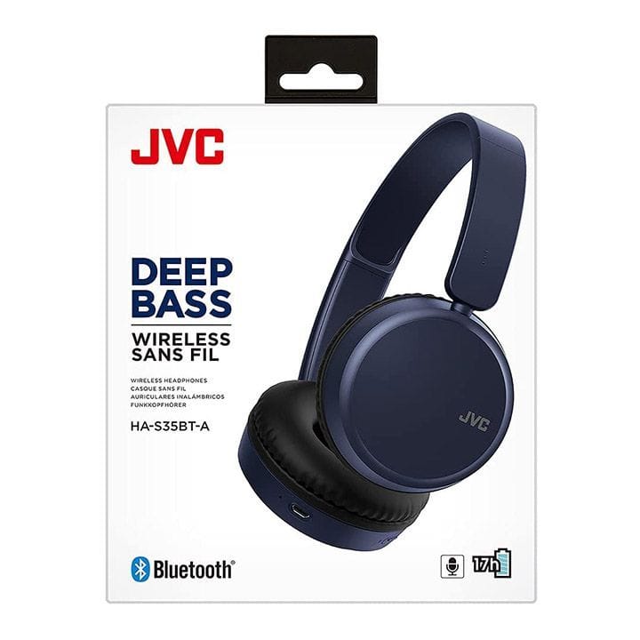 JVC Wireless Bluetooth On-Ear Headphones - Blue | HA-S35BT-A-UX