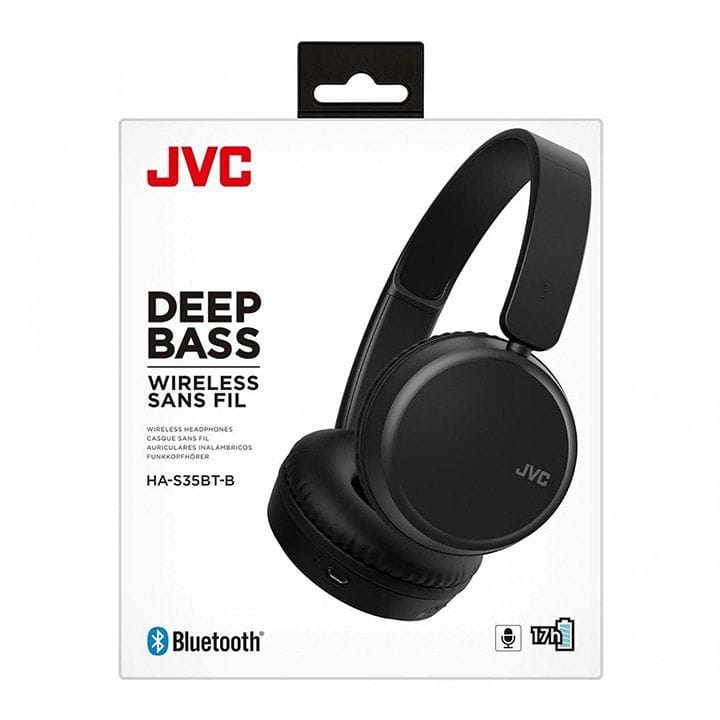 JVC Wireless Bluetooth On-Ear Headphones - Black | HA-S35BT-B-UX