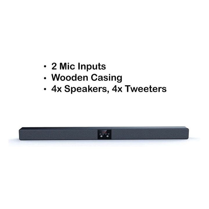 MediaCom MCI SB01 Bluetooth Soundbar with 2 Mic Inputs, Wooden Casing, Optical Connection