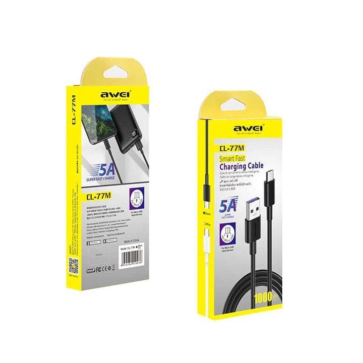 Awei 5A USB Fast Charging Cable Micro USB 40W Travel Data Cable | CL-77M