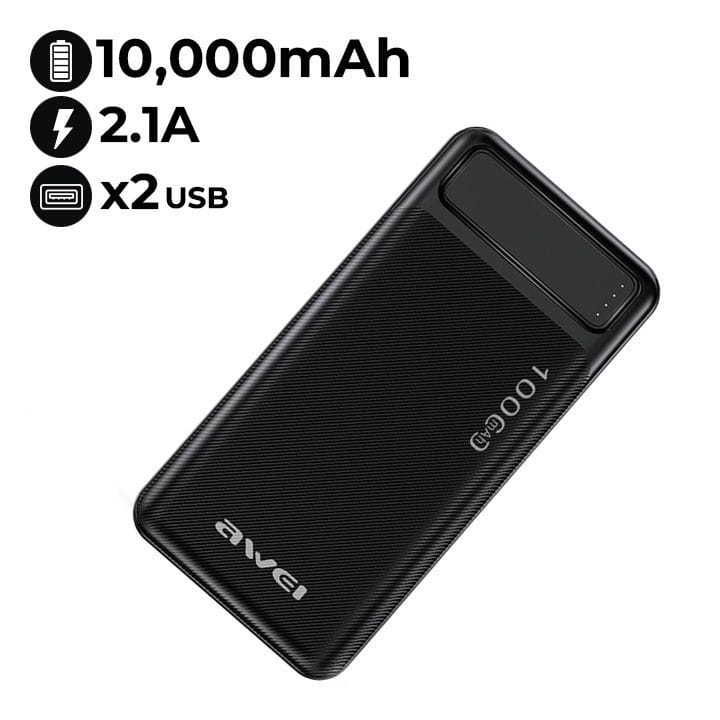 AWEI 10,000mAh Portable Powerbank - Black | P5K