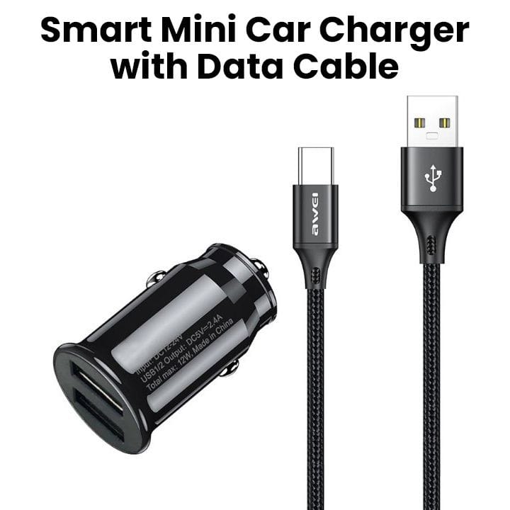 Awei Smart Mini Car Charger + Data Cable | C-826T+CL+50