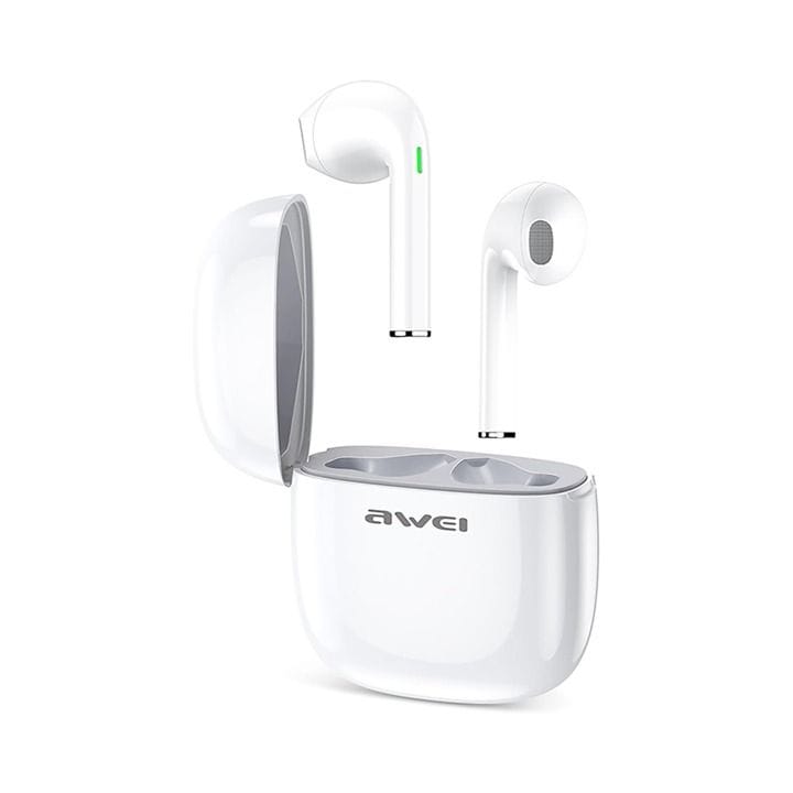 Awei T28 Wireless Bluetooth Earphones with Charging Case White | T28