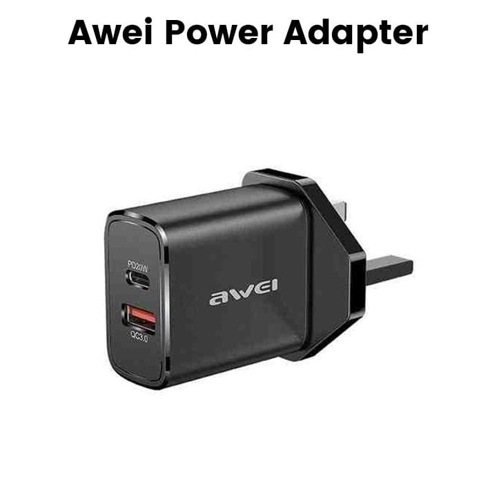Awei Dual Output Fast Charging Power Adapter, Black | PD81-UK