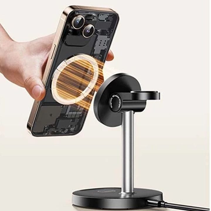 شاحن لاسلكي مغناطيسي مع حامل هاتف من أوي | W28