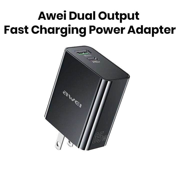 Awei Dual Output Fast Charging Power Adapter - Black | PD58