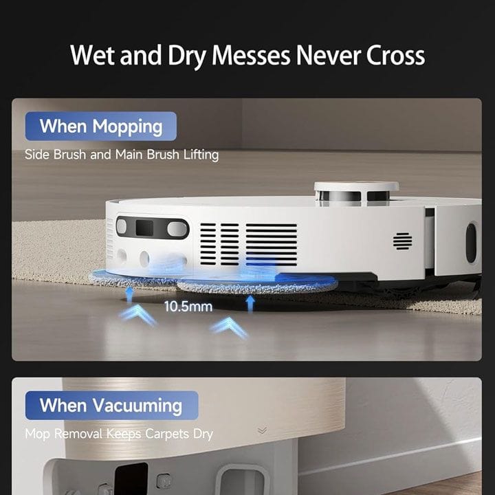 Dreame X40 Ultra Robot Vacuum Cleaner, Liftable Side Brush, Extendable Side Brush, Mop Extend, Mop Removal, Auto Mop Cleaning - White - RLX63CE2