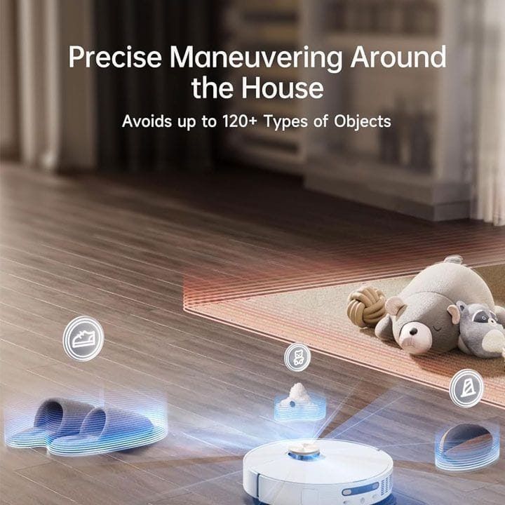 Dreame X40 Ultra Robot Vacuum Cleaner, Liftable Side Brush, Extendable Side Brush, Mop Extend, Mop Removal, Auto Mop Cleaning - White - RLX63CE2