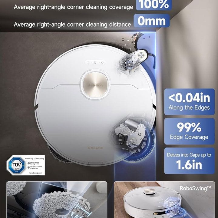 Dreame X40 Ultra Robot Vacuum Cleaner, Liftable Side Brush, Extendable Side Brush, Mop Extend, Mop Removal, Auto Mop Cleaning - White - RLX63CE2