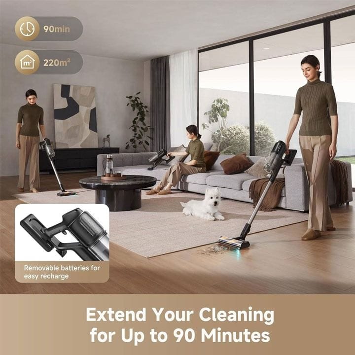 Dreame R20 Ultra Cordless Stick Vacuum Cleaner 210AW Suction, 90min Runtime, Smart Dirt Detection, Anti-Tangle Omni-Brush, LED Display | Black-VRV57F