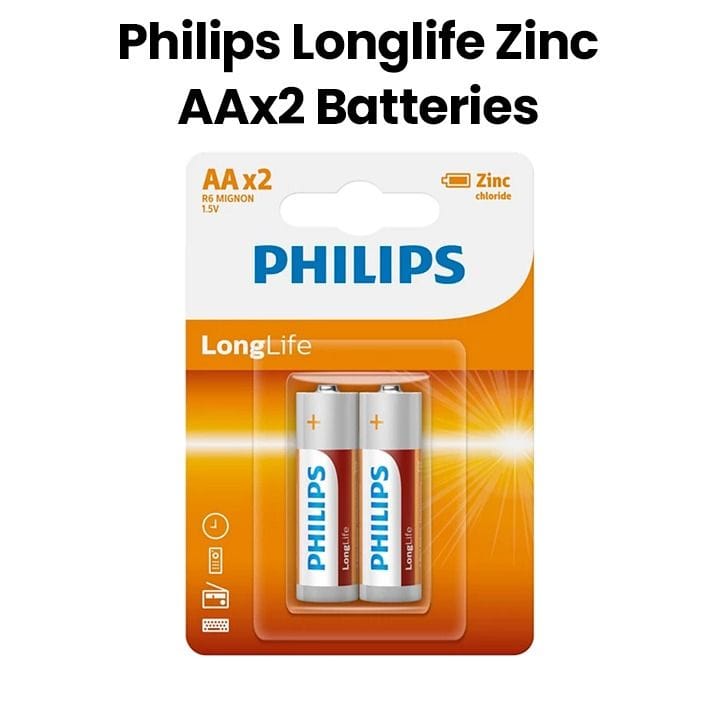 فيليبس بطاريات لونغ لايف زينك AA عبوة ٢ قطع | R6L2B