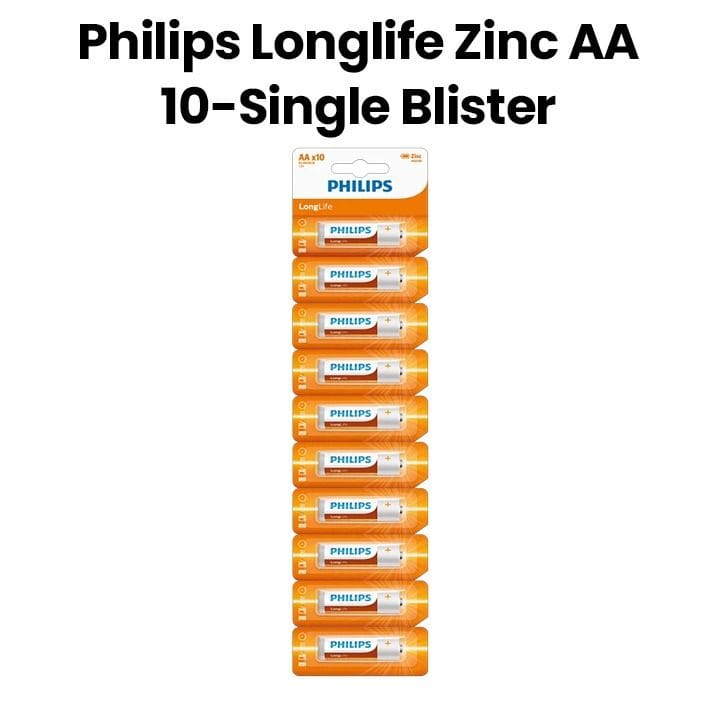 فيليبس بطاريات لونغ لايف زينك AA عبوة ١٠ قطع مع كرت ممزق | R6L10S/97