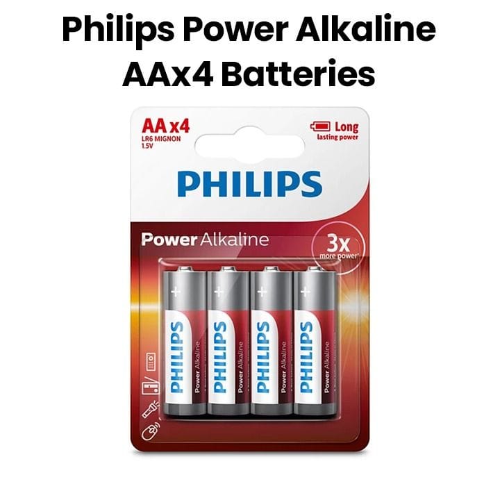 Philips Power Alkaline AA Batteries 4-Pack |LR6P4B/97