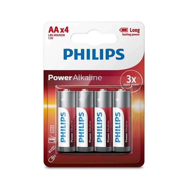 Philips Power Alkaline AA Batteries 4-Pack |LR6P4B/97