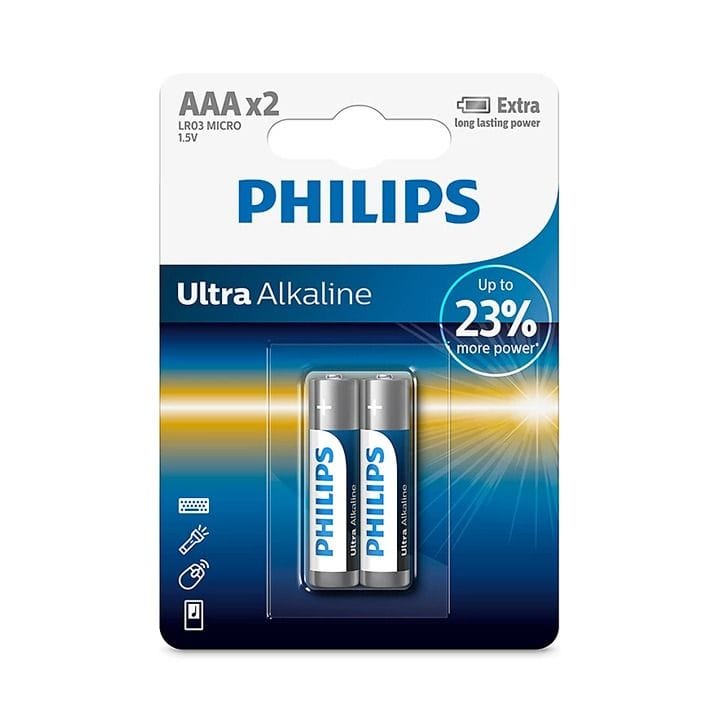 Philips Ultra Alkaline AAA Batteries 2-Pack |LR03E2B/97