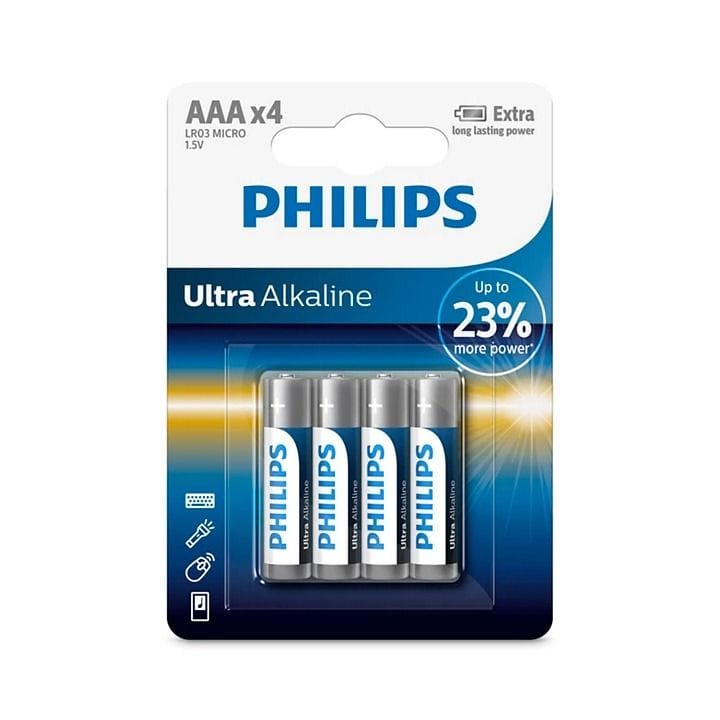 Philips Ultra Alkaline AAA Batteries 4-Pack |LR03E4B/97