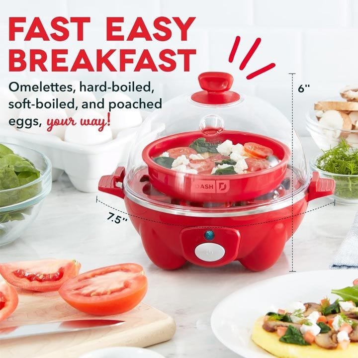 جهاز طهي بيض سريع من داش – أحمر DEC005RD