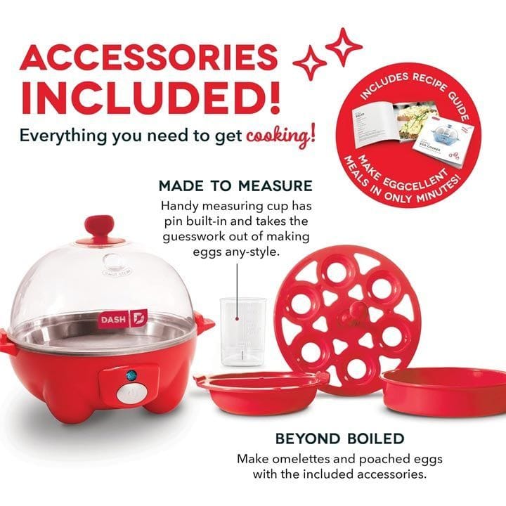 جهاز طهي بيض سريع من داش – أحمر DEC005RD