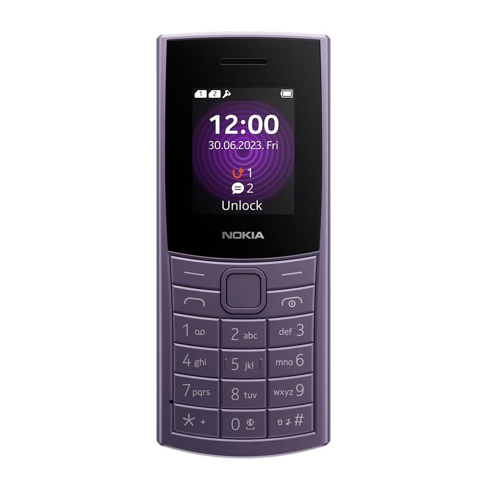Nokia 110 Dual SIM 4G Keypad Mobile Phone 1.8 Inch, Long-Lasting Battery, FM Radio And MP3 Player, Lightweight And Compact - Purple - TA-1543