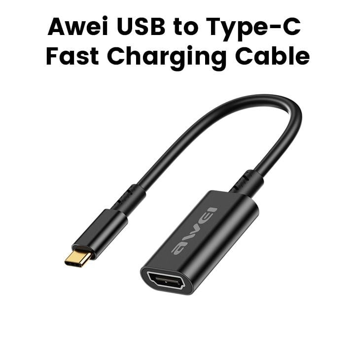 Awei Smart Fast Charging Cable USB to Type-C – Black | CL-217T
