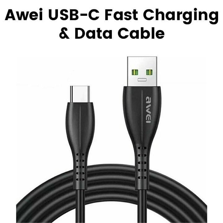 Awei USB-C Fast Charging & Data Cable Black | CL-115T