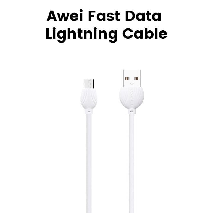 Awei Fast Data Cable iPhone Fast Charge Lightning Cable – White | CL-61