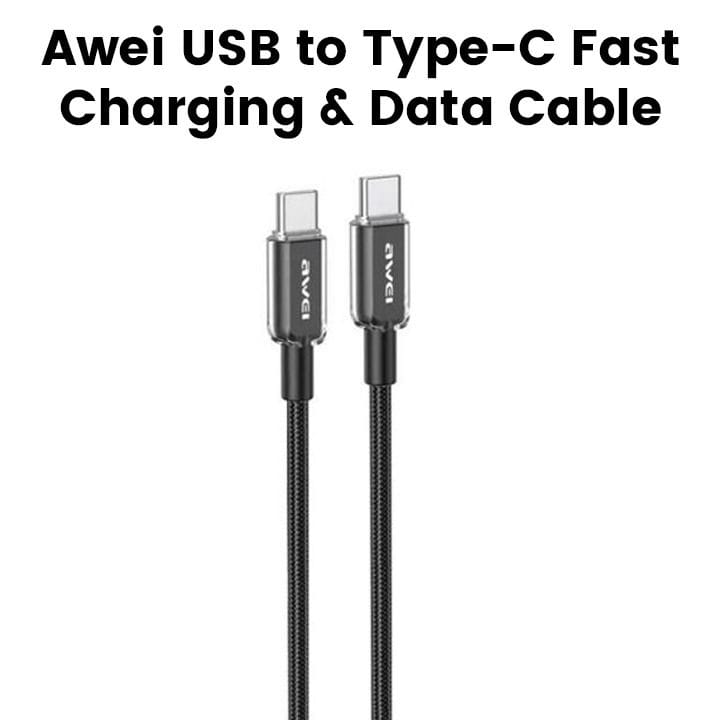 Awei USB to Type-C Fast Charging & Data Cable Black | CL-184
