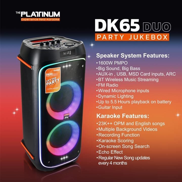 بلاتينيوم مكبر صوت كاريوكي مدمج DK65 ديو