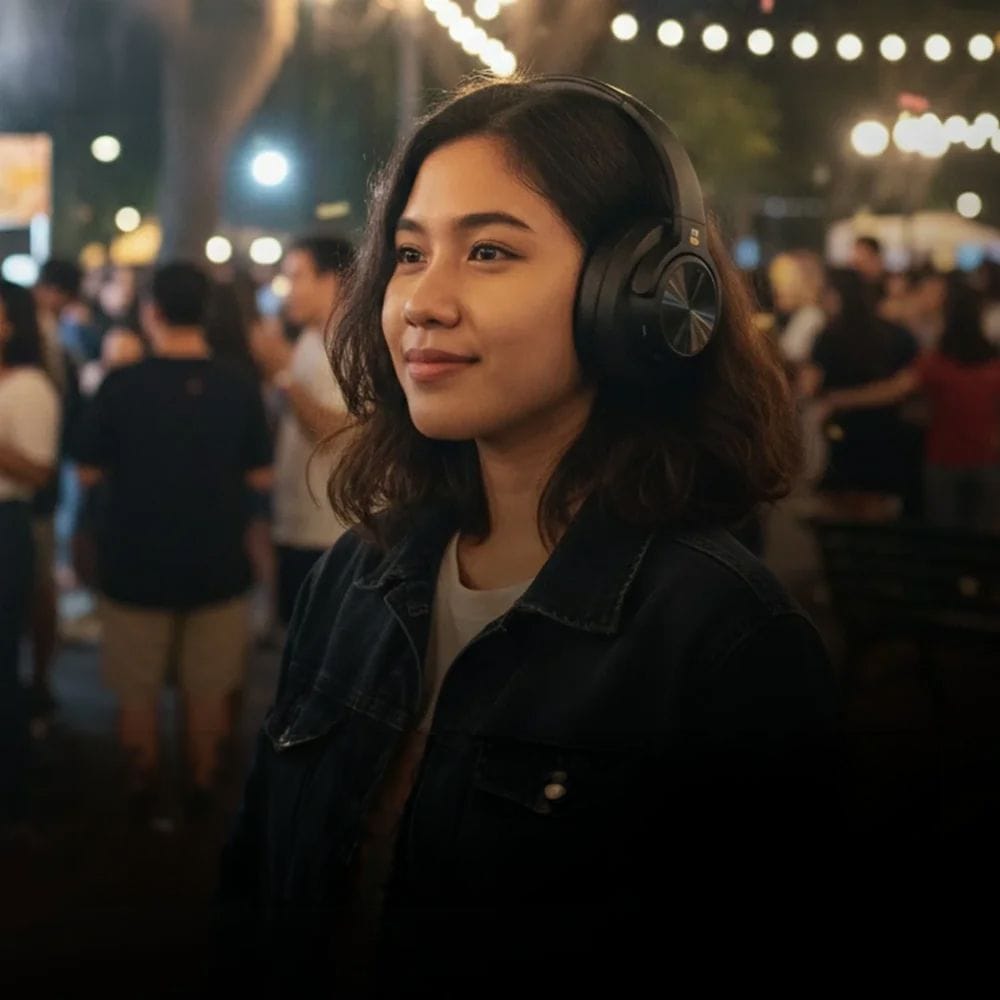 Platinum Karaoke Wave X500 Wireless Headphones, Active Noise Cancellation, Bluetooth Audio, Deep Bass Sound, Built-In Microphone & Long Battery Life | Black