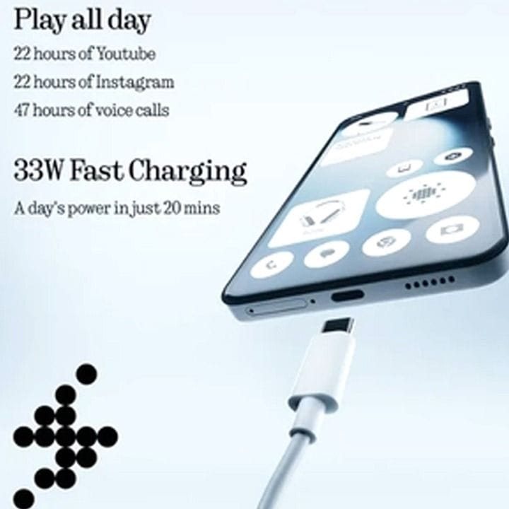 ناثينج فون (3a) لايت هاتف ذكي 5G – ذاكرة ٨ جيجابايت، سعة تخزين ٢٥٦ جيجابايت، شاشة AMOLED مقاس ٦.٧٧ بوصة بتردد ١٢٠ هرتز، كاميرا ٥٠ ميجابكسل، نظام Nothing OS أندرويد | أزرق – A10400275