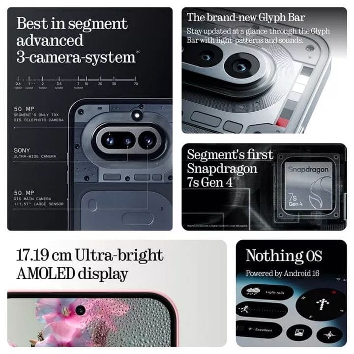 Nothing Phone (4a) 5G 12GB RAM 256GB, 6.78" AMOLED 120Hz, Snapdragon 7s Gen 4, 50MP Camera, 5080mAh – Blue | A069-A10400287