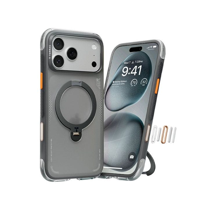 Torras Ostand Spin Air Series Mobile Case for iPhone 17 Pro – Black | X00FX3008
