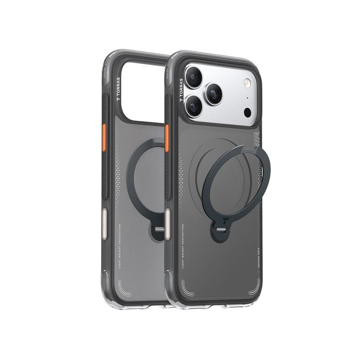 Torras Ostand Spin Q3 Air Series Case For Apple iPhone 17 Pro Max, 18N+ N52 Magnets, 13FT Drop Protection - Black - X00FX3009
