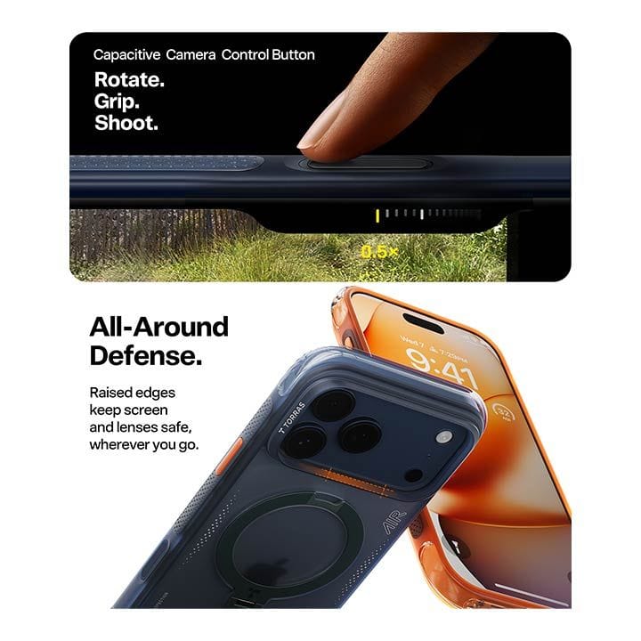 Torras Ostand Spin Air Series Mobile Case for iPhone 17 Pro – Orange | X00FX3010
