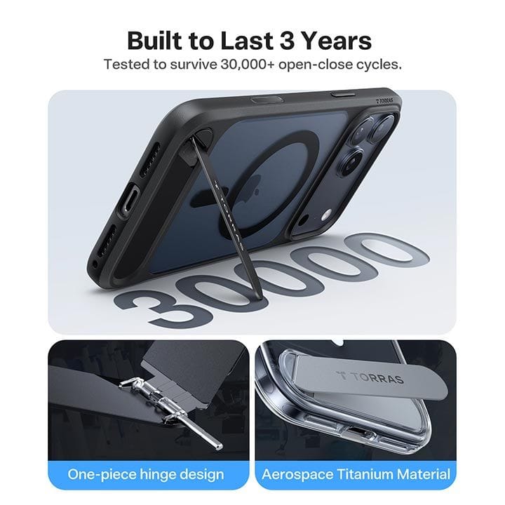 Torras Pstand Series Mobile Case for iPhone 17 Pro - Black | X00FX2563