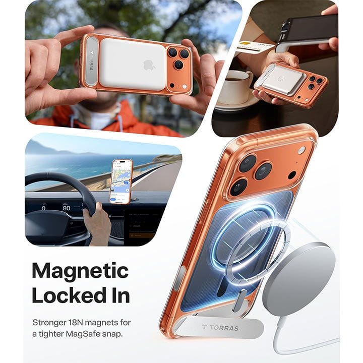 Torras Pstand Series Mobile Case for iPhone 17 Pro Max - Clear| X00FX2567