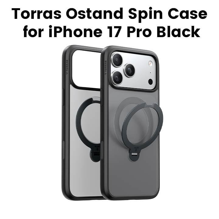 Torras Ostand Spin Series Mobile Case for iPhone 17 Pro - Black | X00FX2570