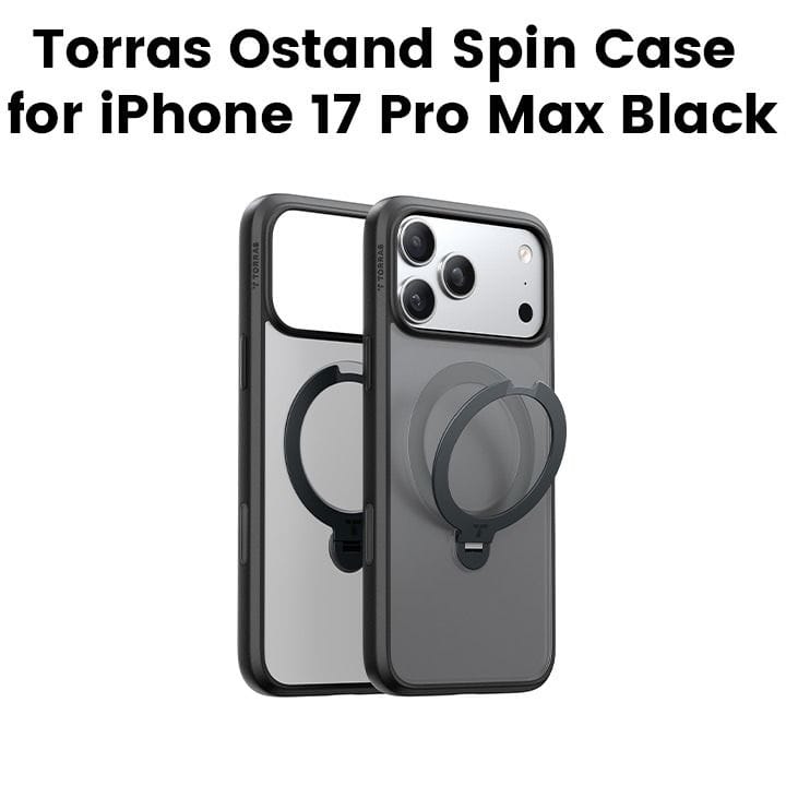 Torras Ostand Spin Series Mobile Case for iPhone 17 Pro Max - Black | X00FX2571