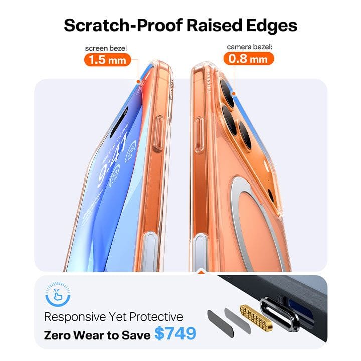Torras Ostand Spin Series Case For iPhone 17 Pro Max, Magnetic Ring Design, Built-In Rotating Stand - Clear - X00FX2575