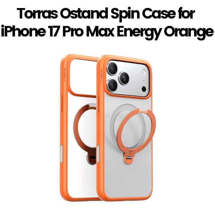 Torras Ostand Spin Series Mobile Case for iPhone 17 Pro Max - Energy Orange | X00FX2577