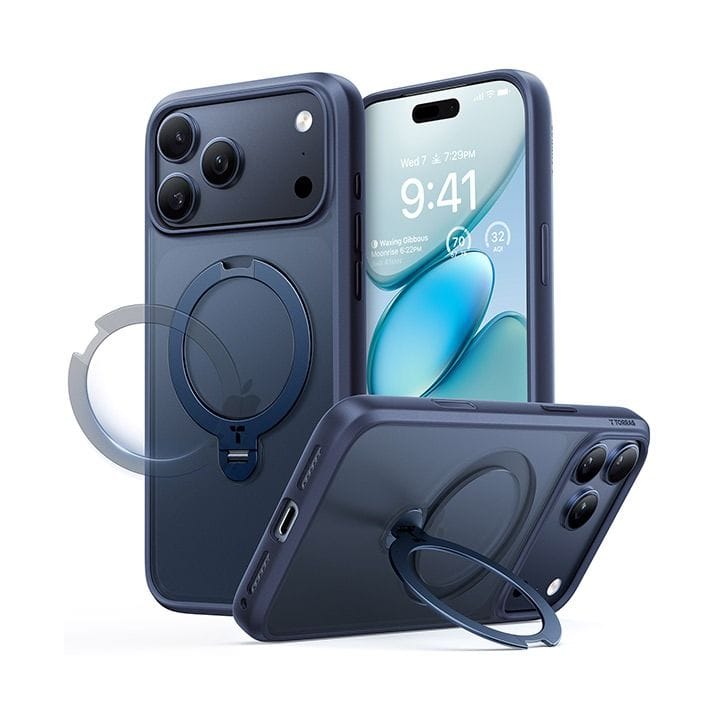 Torras Ostand Spin Series Mobile Case for iPhone 17 Pro - Midnight Blue | X00FX2578